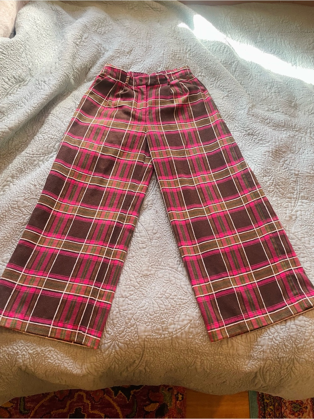 Dressed in LALA Brown and Pink Plaid Wide-Leg Pants - Picture 6 of 7